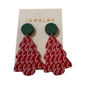 Festive “Ho Ho Ho” Christmas Tree Earrings